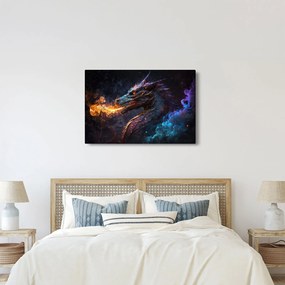 Obraz - Drak pľuvajúce plamene (90x60 cm)