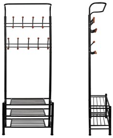 PreHouse Kovový vešiak so stojanom na topánky 187 cm - čierny