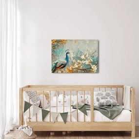 Obraz - Páv so zlatým dekorom (70x50 cm)