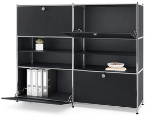 Kovová komoda »CN3« so 4 výklopnými priečinkami, čierna