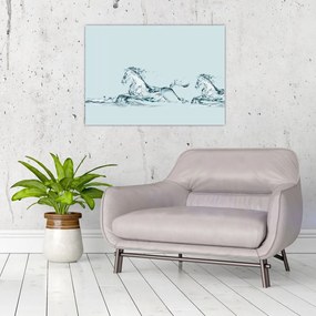 Sklenený obraz - Kone z kvapiek vody (70x50 cm)