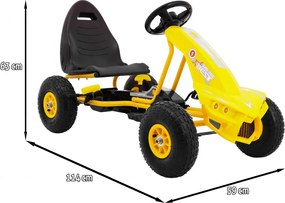Ramiz Motokára Champion pre deti 3+ Žltá + Nafukovacie pneumatiky + Nastaviteľné sedadlo + Ručná brzda