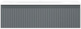 Mexen Rivel, kúpeľňová skrinka 80 cm s umývadlom Vela, 1 zásuvka, drážkovaná, grafitová matná/biela matná, 91A20-08023-1-BF66-W23M01