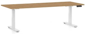 Výškovo nastaviteľný stôl OfficeTech D, 200 x 80 cm, biela podnož, dub kamenný