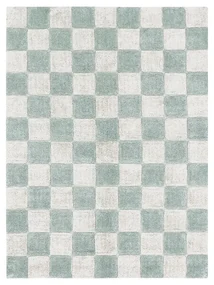Svetlomodro-krémový prateľný ručne tkaný bavlnený koberec 120x160 cm Kitchen Tiles Blue Sage – Lorena Canals