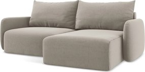 Taupe zamatová rozkladacia/s úložným priestorom rohová pohovka (pravý roh/s leňoškou) Kalena – Makamii