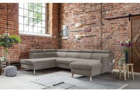 Svetlohnedá zamatová rozkladacia rohová pohovka do "U" (ľavý roh) Sweet Harmony – Miuform