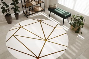 Koberec okrúhly EMERALD exkluzívne 1013 glamour, štýlový geometrický krém / zlato Veľkosť: kruh 200 cm