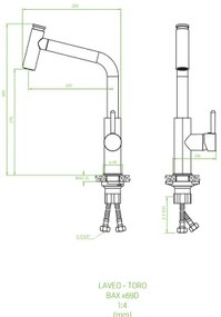 Laveo Toro, kuchynská batéria stojaca h-390, chrómová, LAV-BAX_069D