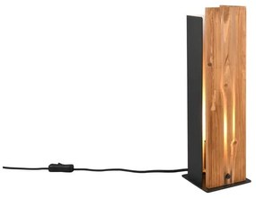 Stolová lampa v čierno-prírodnej farbe s dreveným tienidlom (výška 40 cm) Karuni – Trio