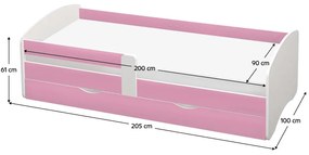 Jednolôžková posteľ 90 cm Carecen (ružová + biela) (s roštom) (s úl. priestorom). Vlastná spoľahlivá doprava až k Vám domov. 1116285