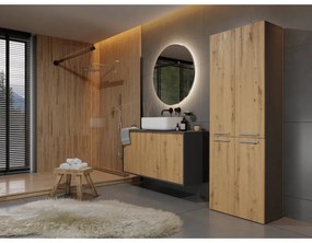 Kúpeľňová skrinka s košom na bielizeň ATSO 2 - dub artisan / antracitová