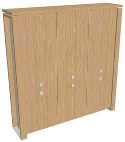 Vysoká skriňa Verno+ S 200 x 46 x 210 cm, dub svetlý / vanilka