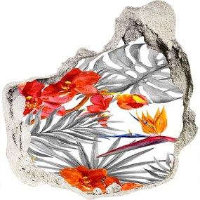Nálepka fototapeta 3D na stenu Plameniaky a kvety nd-p-115695348