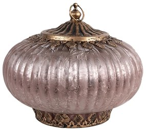 Ružová sklenená LED lampáš - Ø 17*14 cm