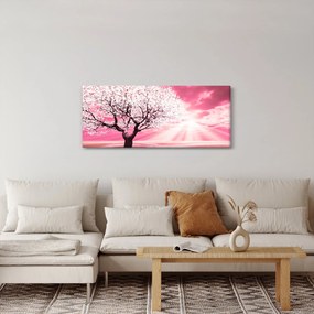 Ružový obraz stromu (120x50 cm)