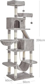 Mačací strom PANTHER, 60x50x206cm, šedá Feandrea