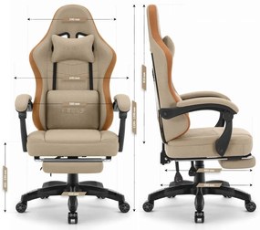 Pohodlná herná a kancelárska stolička HC-1015 s podnožkou - béžová