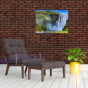 Sklenený obraz - Vodopád Seljalandsfoss (70x50 cm)