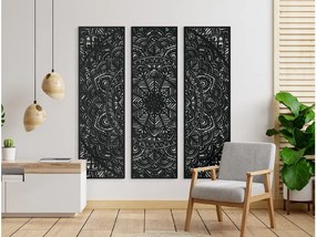 drevko Viacdielna mandala na stenu Unikát Rozmer obrazu: 133 x 132 cm, Farba dekorácie: Čierna