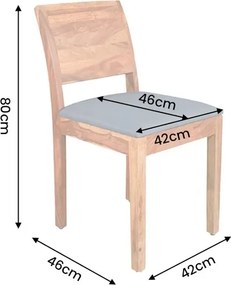 Dizajnová stolička Timber II Sheesham / tmavosivá ekokoža