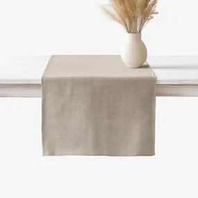 Goldea behúň na stôl z ľanovej zmesi - kávový 50x120 cm