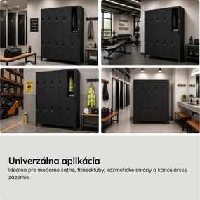 Šatní bezpečnostná skriňa, schránková, perforovaná, 10 schránok, čierna, 1360x1720x450 mm: BARTEK PRO