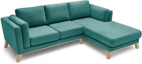 Tyrkysovomodrá rohová pohovka Bobochic Paris Seattle, pravý roh