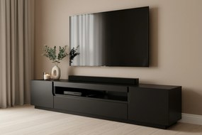 TV stolík Loftia 200 cm s otvorenou policou - čierna / čierny mat
