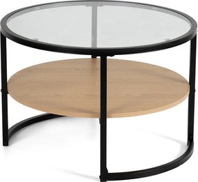 Čierny/v prírodnej farbe okrúhly konferenčný stolík v dekore duba ø 68 cm Zanu – Bonami Essentials