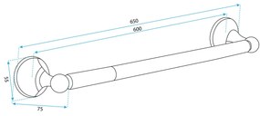 Rea Retro, kúpeľňový 1-ramenný vešiak na uterák 60cm 332870, zlatá matná, REA-06921