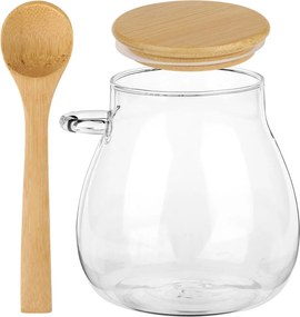 VILDE Sada 2ks pohárov na jogurt / dezert s bambusovým viečkom a lyžicou, 2x440ml