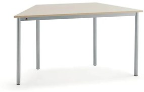 Stôl SONITUS TRAPETS, 1200x600x720 mm, HPL - breza, strieborná