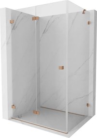 Mexen Lunar-F, 1-krídlový sprchový kút so skladacími dverami, ľavý, 80 x 70 cm, 8mm číre sklo, medený profil, 836-080-070-65-00-L