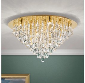 Orion DLU 2516/75-Krištáľové str. svietidlo CELESTE 12xG9/40W/230V pr.75 cm zlatá