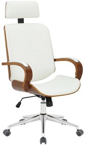 Design-Shop Kancelárska stolička Dayton - drevo orech - Biela