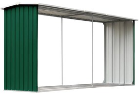 Záhradná kôlňa na drevo zelená 330x92x153 cm galvanizovaná oceľ