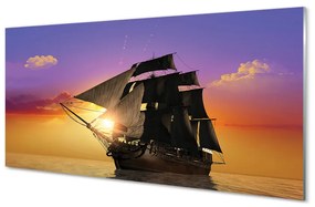 Obraz na skle Farebné neba ship sea 120x60 cm