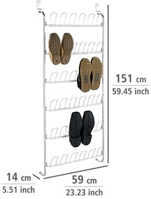 Wenko Závesný botník na dvere, 18 párov, strieborná