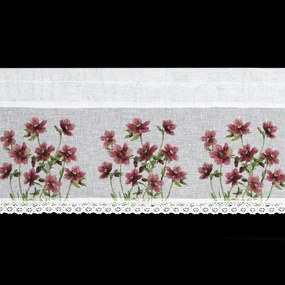 Dekorstudio Kuchynská záclonka ISA zdobená kvetinovou potlačou a čipkou 150 x 30 cm