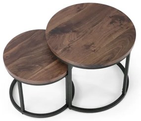 SADA 2x Konferenčný stolík OREO pr. 43/53 cm čierna/orech