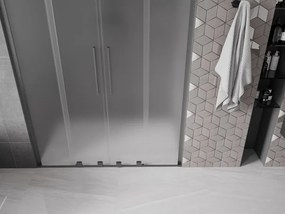 Mexen Velar L Duo, posuvné sprchové dvere do otvoru 150 cm, 8mm sklo námraza, grafit brúsený, 871-150-003-32-66