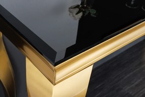 Konzola MODERN BAROCK 140cm tvrdené opálové sklo čierno-zlatá