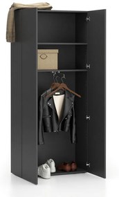 Kancelárska šatníková skriňa SEGMENT, 2 police, šatníková tyč, 840 x 370 x 1880 mm, grafitová