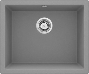 Deante Corda Flush, granitový drez na dosku 550x460x204 mm, 3,5" + priestorovo úsporný sifón, 1-komorový, šedá, ZQA_S10F