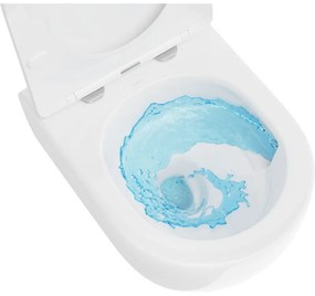 Mexen Carmen, závesná WC misa 490x365x340 mm, Rimless Tornádo + WC sedadlo z duroplastu, biela lesklá, 30880300T