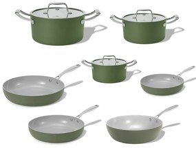 Elmich Kompletná sada keramického riadu Vital 7ks, olivovo zelená
