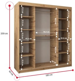 Posuvná skriňa VETORA - dub artisan / 250