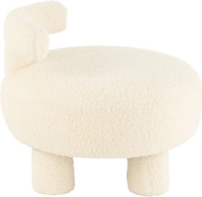 Biela okrúhla stolička s opierkou Teddy Bouclé White - Ø 52*49 cm