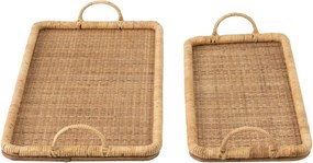 Set 2ks ratanový podnos s uchami Rattan Boom - 71*36*10/ 61*28*9 cm